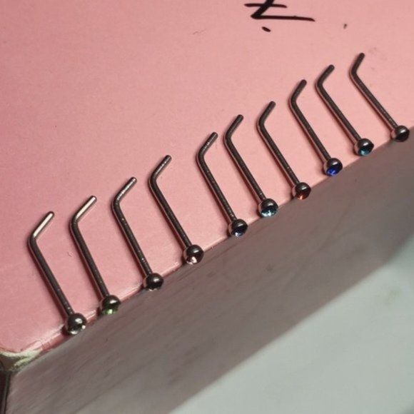 New 10 Crystal Micro Minimalist Tiny Nose Studs - Picture 3 of 16